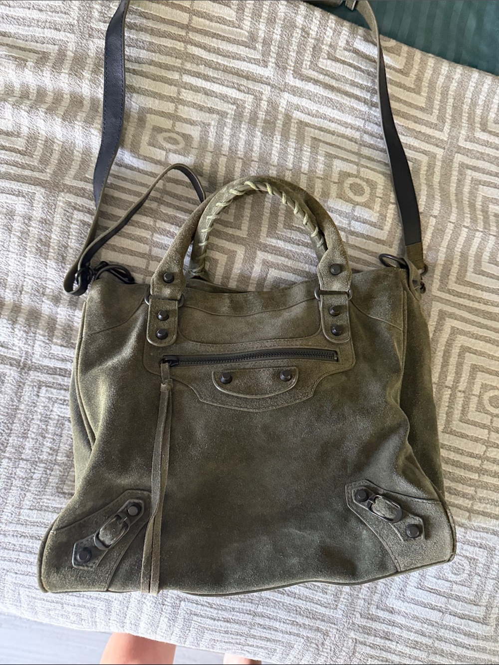 Balenciaga Olive Green Suede Women’s Tote Bag